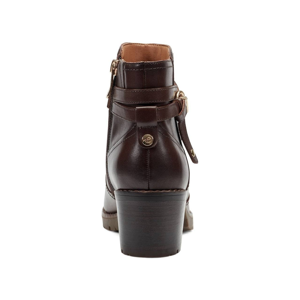 Easy Spirit Carter Ankle Booties Dark Brown 10W Leather Block Heel $159 NWB