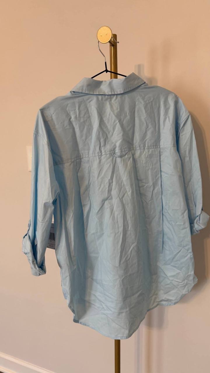 Gloria Vanderbilt Amanda Shirt PL NWT Pale Sky Button‑Front Top msrp$50