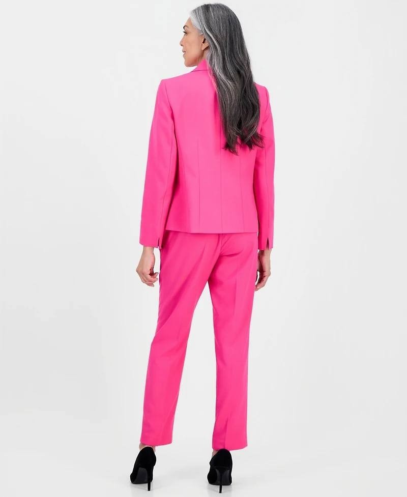 Le Suit Notch‑Lapel Mid‑Rise 2‑Piece Pantsuit 12P Lipstick NWT $235