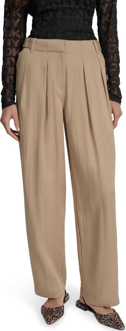 DKNY Weathered Twill Pleated Pants – Size 12 –Beige– NWT – $99
