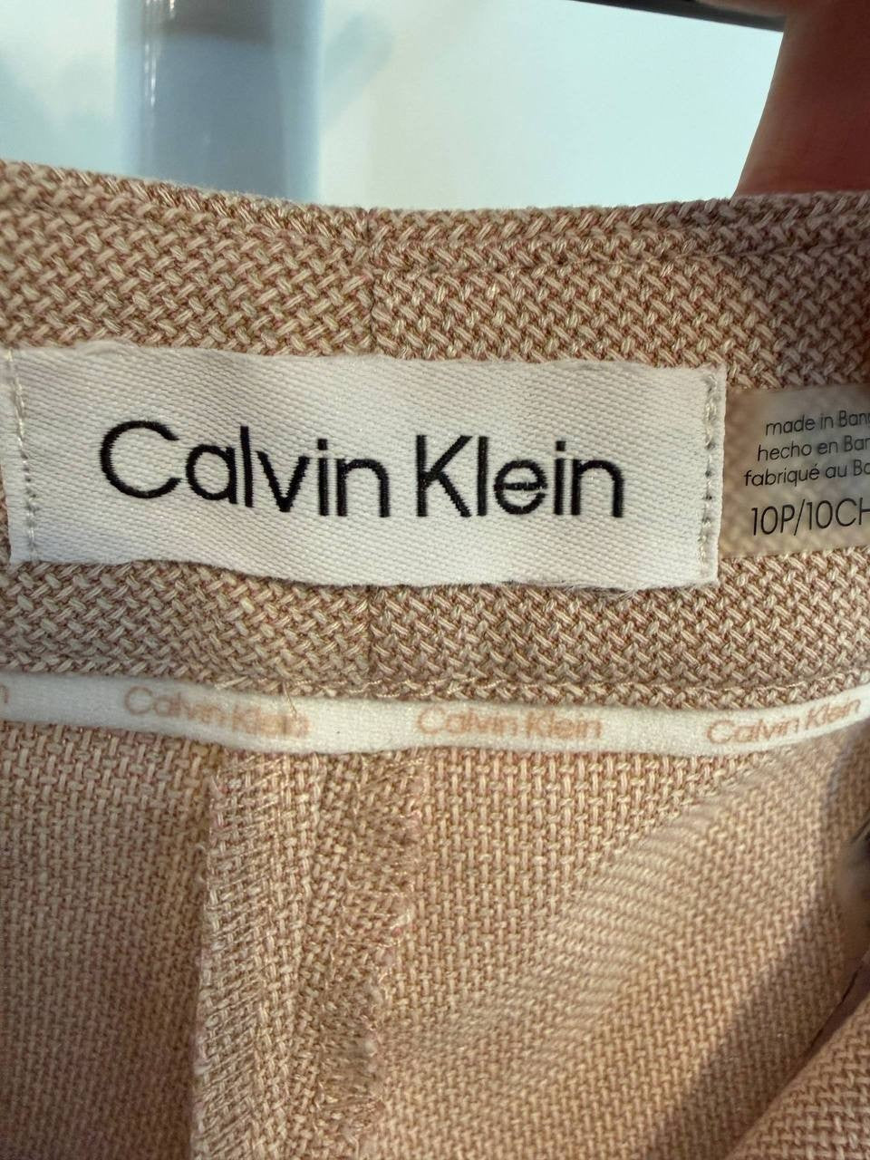 Calvin Klein Modern Fit Lux Pant with Belt – Size 10P – Pre‑Owned – $89