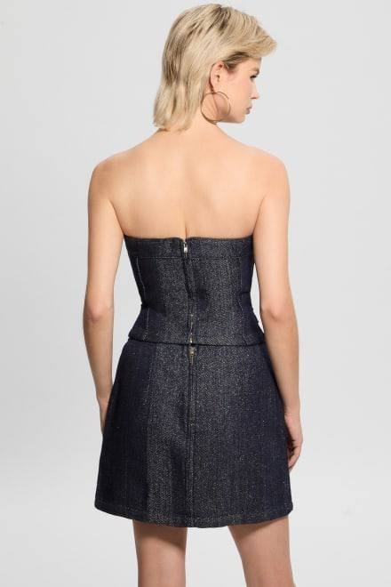Guess Chany Denim Corset Glam De Glitter Blue Size XS NWT $118