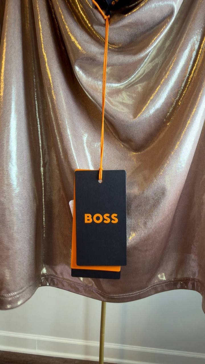 BOSS  Esarah Metallic Scoop‑Neck Tank Beige L NWT $79