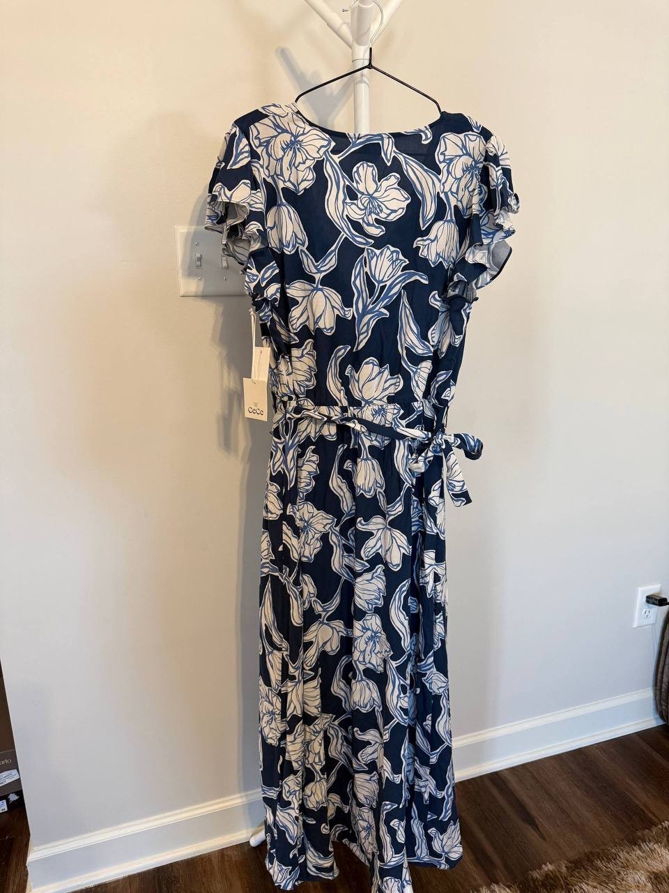 CeCe Wrap‑Front Short‑Sleeve Maxi Dress – Size L – NWT – $89