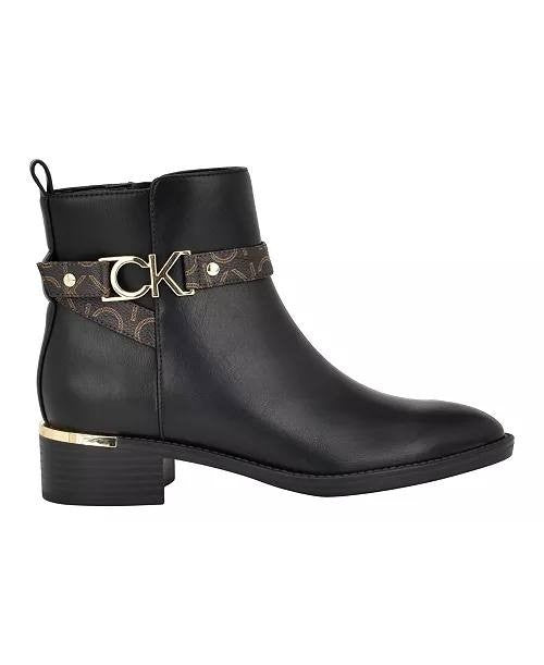 Calvin Klein Block Heel Booties 7M Black MSRP $139 New (No Box)