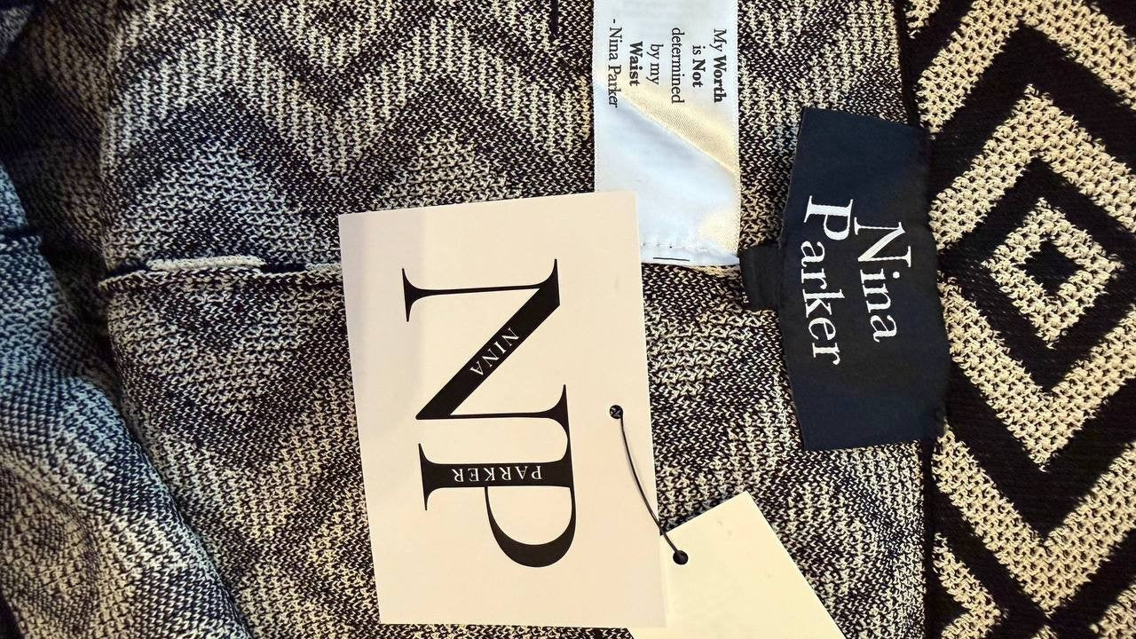 Nina Parker Plus Size Geo-Knit Wrap Skort Black/White 2X NWT $99