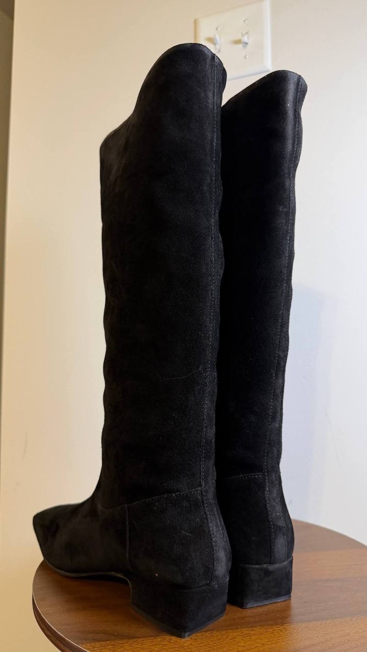 Steve Madden Dantelle Boots 11 Black Suede Knee‑High Square Toe NIB msrp$179