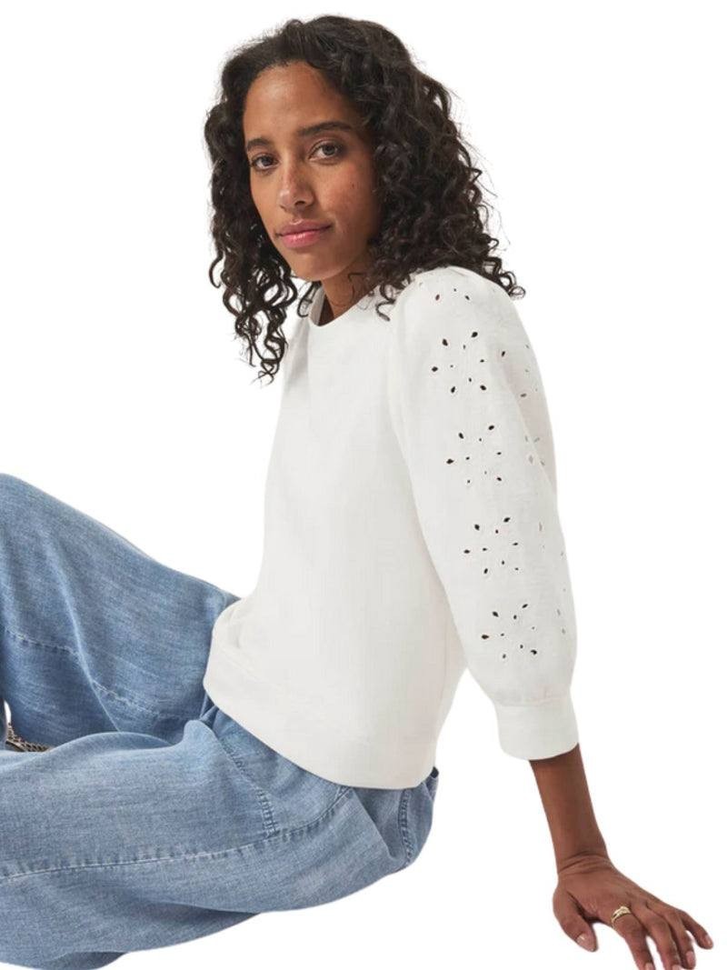 Splendid “Rory” Embroidered Sweatshirt – Size XS – Pre‑Owned – White – $138