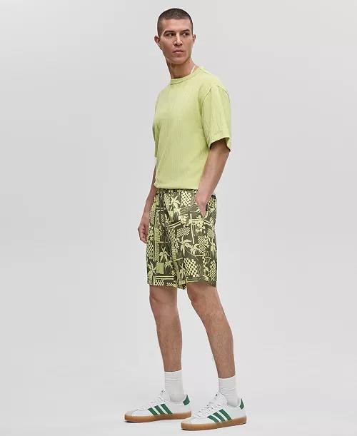 Mode of One Men’s Vacation Palm Pull‑On Shorts Green Relaxed Fit NWT