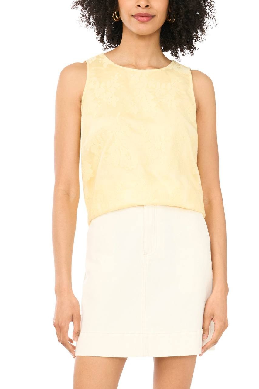 Vince Camuto Women’s Lace Overlay Tank Lemon Cream XS NWT $79