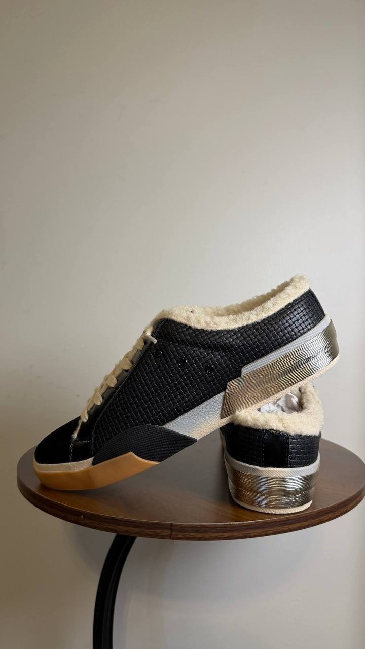 Dolce Vita Zantel Slip‑On Mule Sneakers Black Faux Fur Women’s 9.5 NWB $125