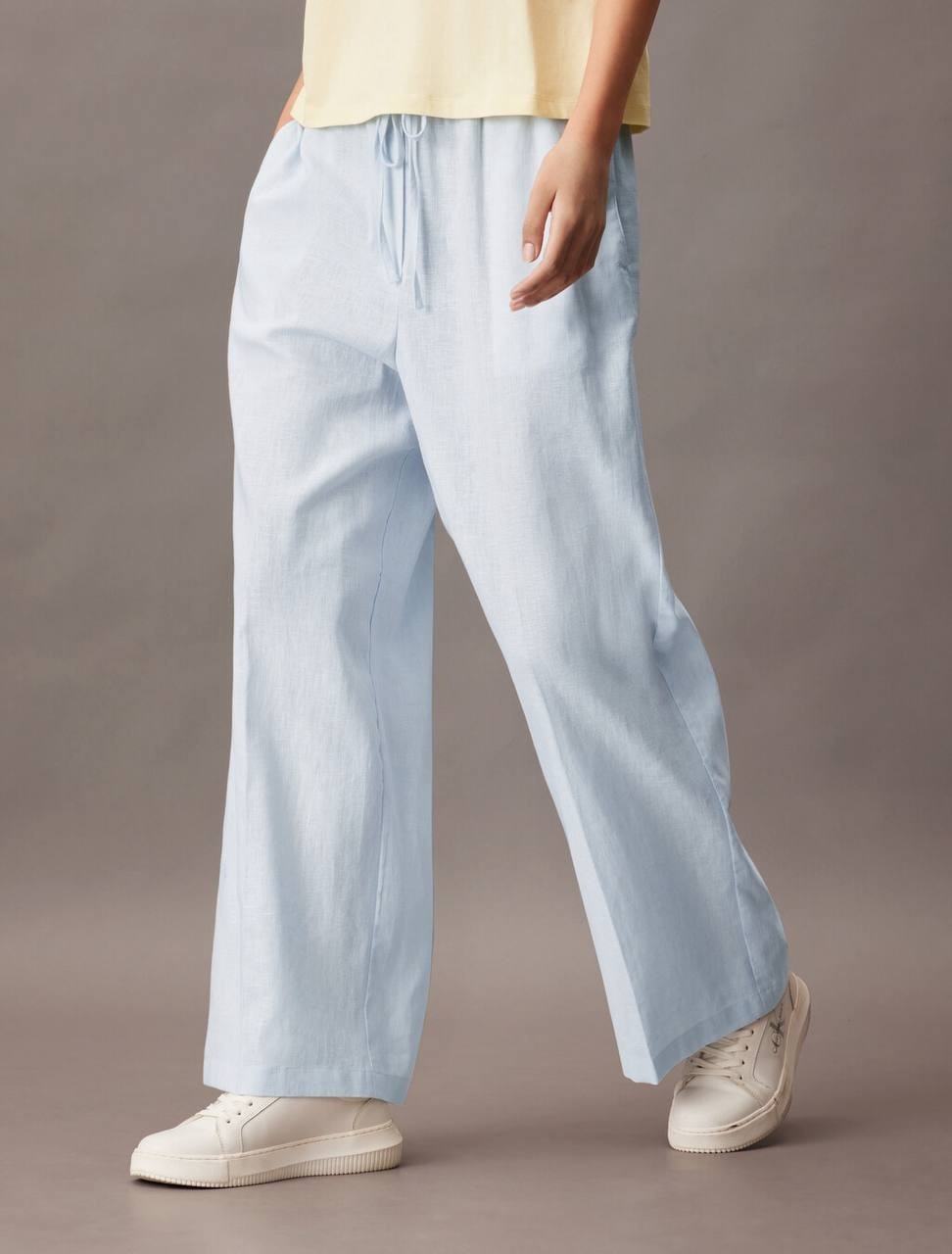Calvin Klein Linen Drawstring Pants BLUE– Size S – NWT – MSRP$149