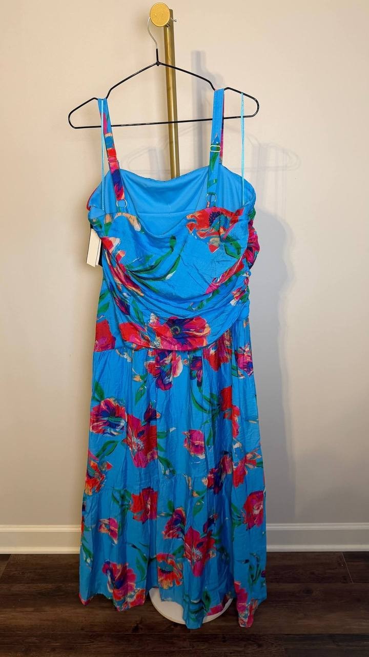 Taylor Asymmetrical Drop‑Waist Maxi Dress Red Salsa 16 NWT $128