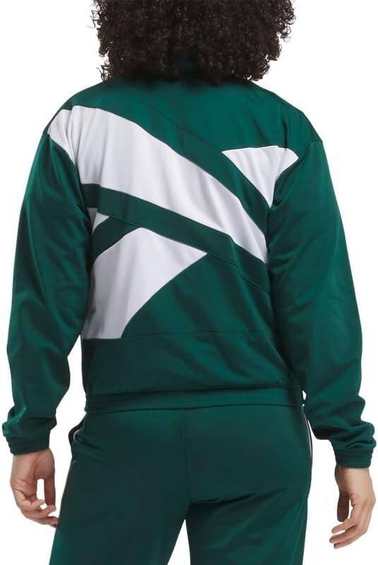 Reebok Women’s Logo Tricot Long‑Sleeve Track Jacket Green M NWT $55