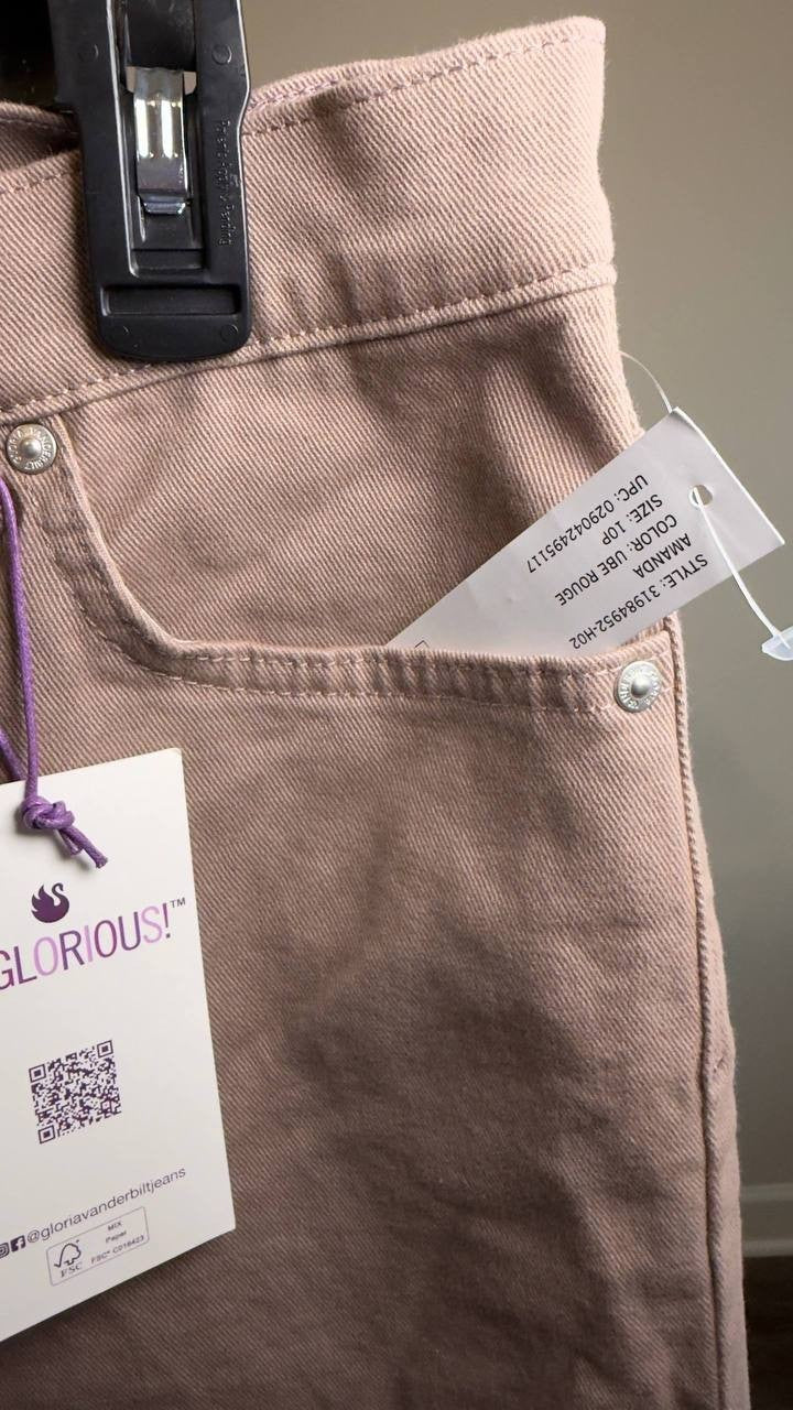 Gloria Vanderbilt Petite Amanda High Rise Straight Jeans Ube Rouge 10P NWT $48