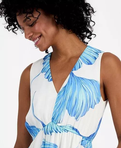 Signature by Robbie Bee Tiered Maxi Dress Cream/Blue 14 NWT $79