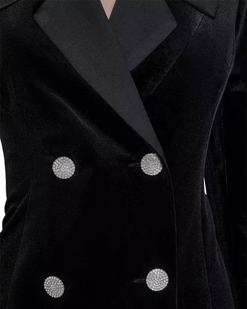 Karl Lagerfeld Paris Stretch Velvet Blazer Dress Black 8 $188 NWT