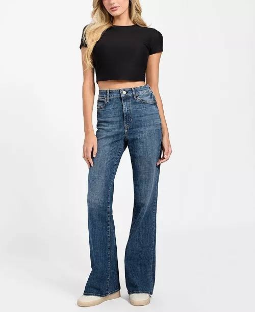 Guess Classic Faye High Rise Bootcut Jeans Denim Blue 27 NWOT MSRP $108