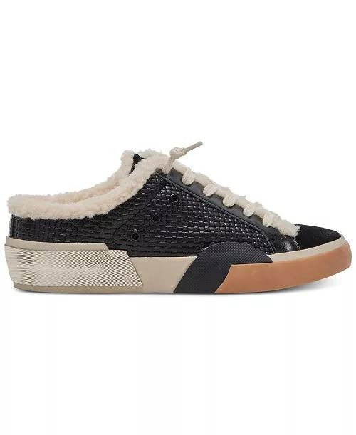 Dolce Vita Zantel Slip‑On Mule Sneakers Black Faux Fur Women’s 9.5 NWB $125
