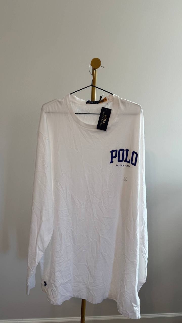 Polo Ralph Lauren Big & Tall Logo Jersey Long Sleeve T‑Shirt White XLT NWT