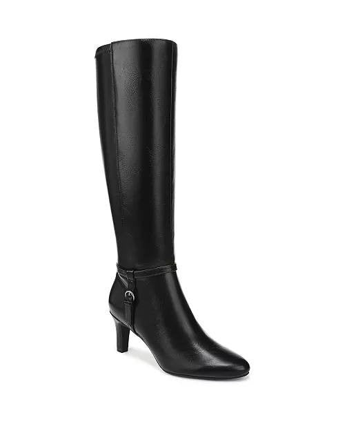LifeStride Galant Wide Calf Zip Tall Dress Boots Black 8.5W Synthetic $129.99 NW