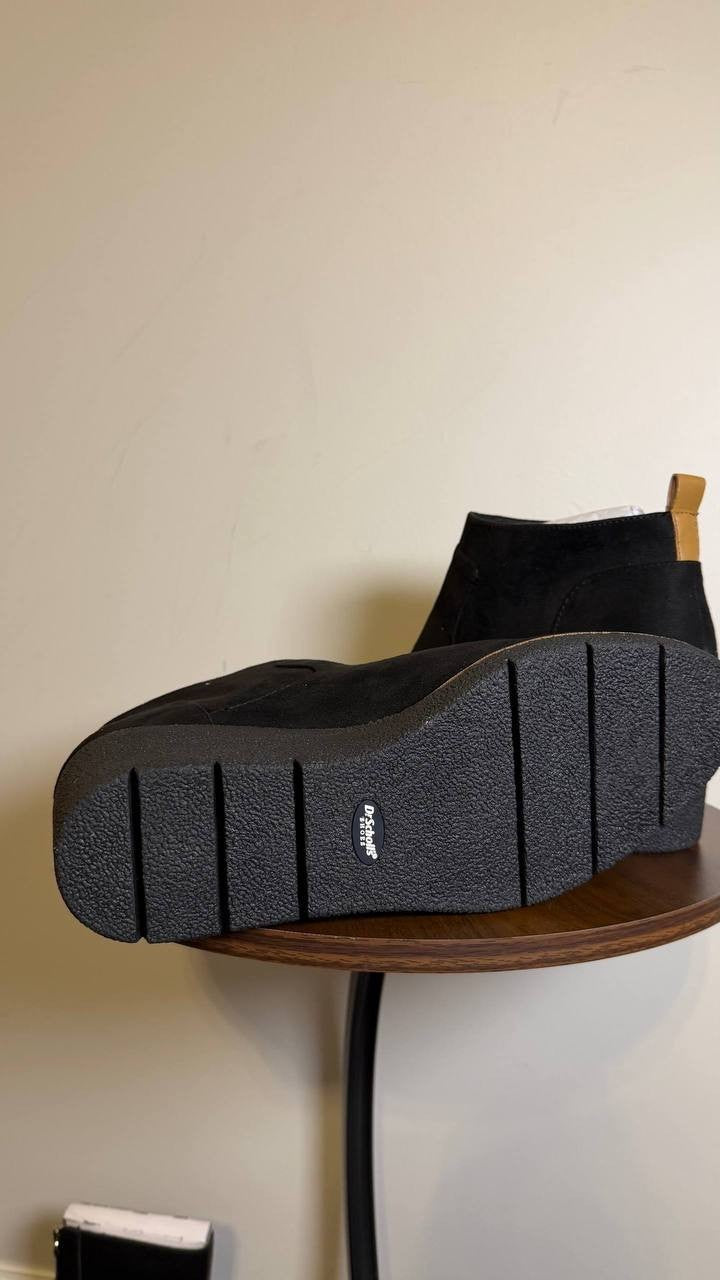 Dr. Scholl’s Black Faux Leather Wedge Booties 12M NIB MSRP $110