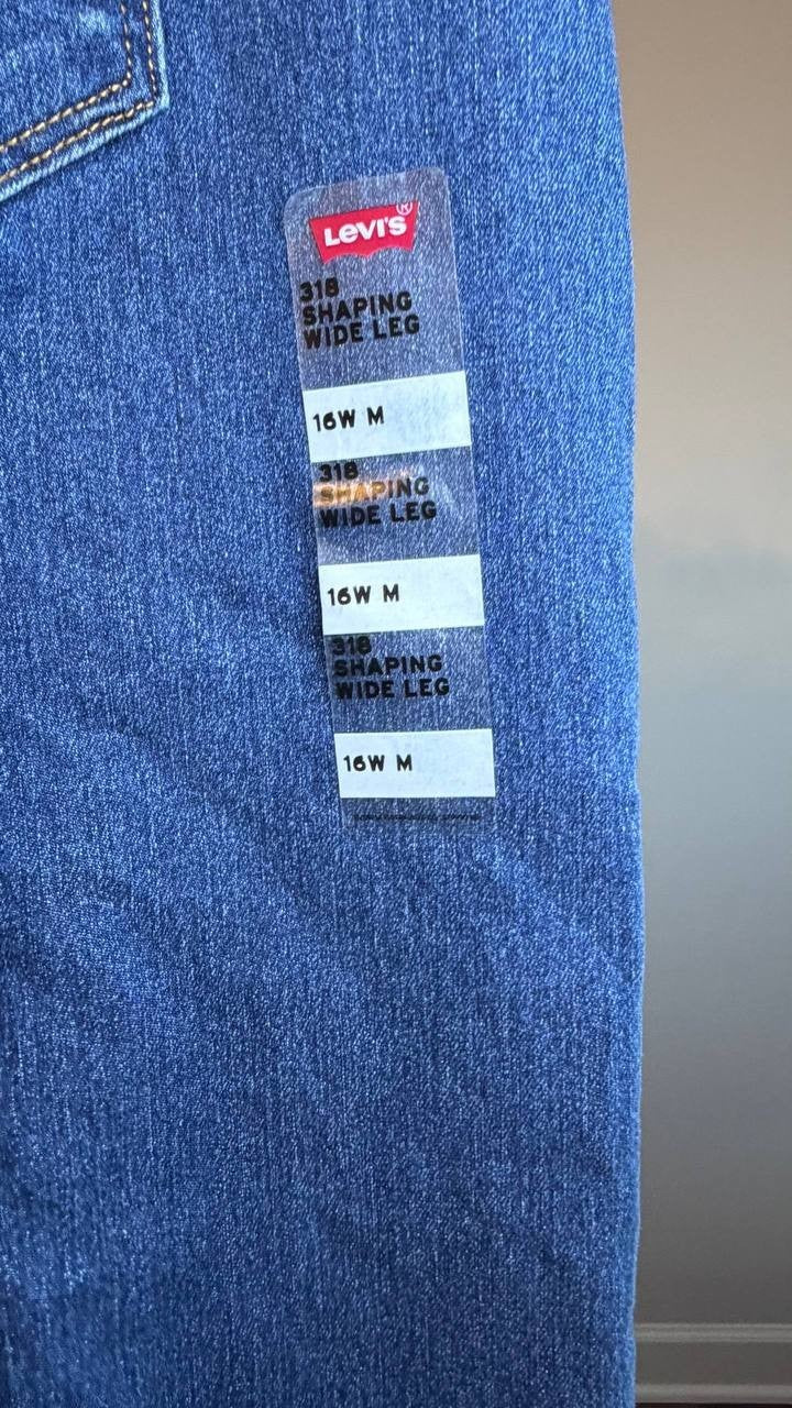 Levi’s 318 Shaping Wide‑Leg Jeans Blue 16W NWT $75