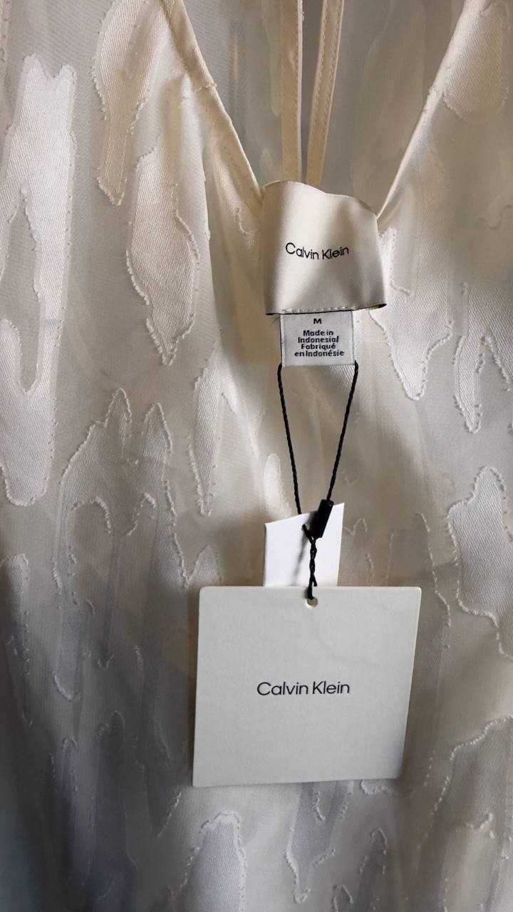Calvin Klein Sleeveless Burnout Blouse White M NWT $99
