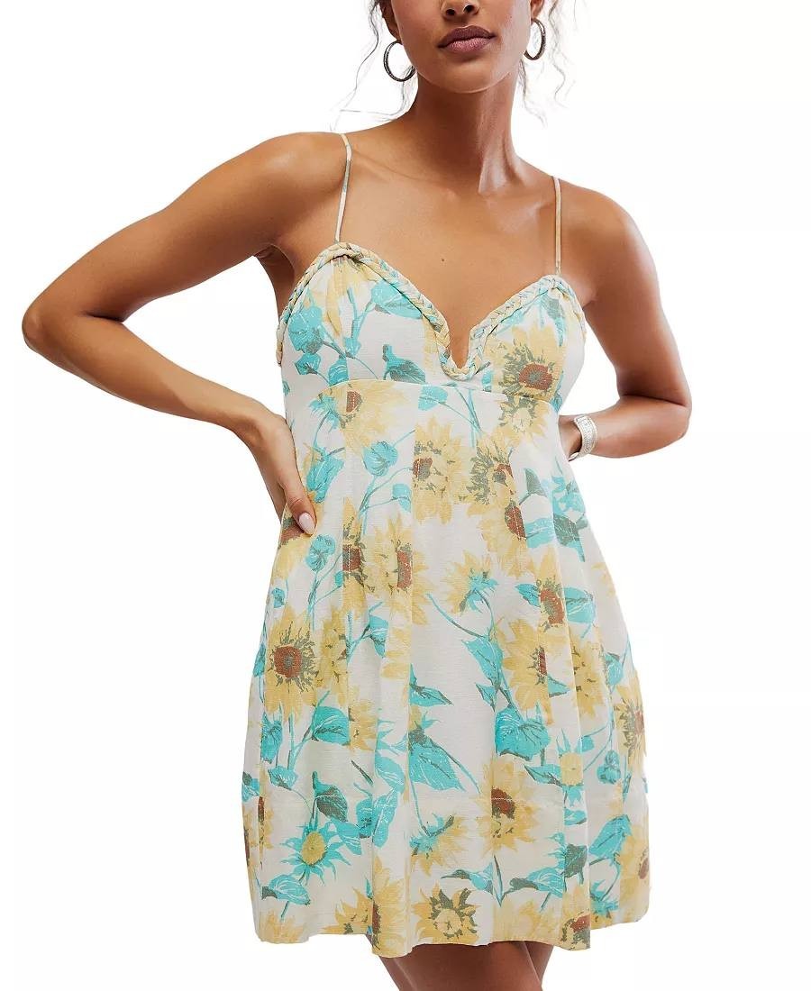 Free People Altura Floral  Mini Dress –Size L–NWT– $128-Small Inside Fabric Pull