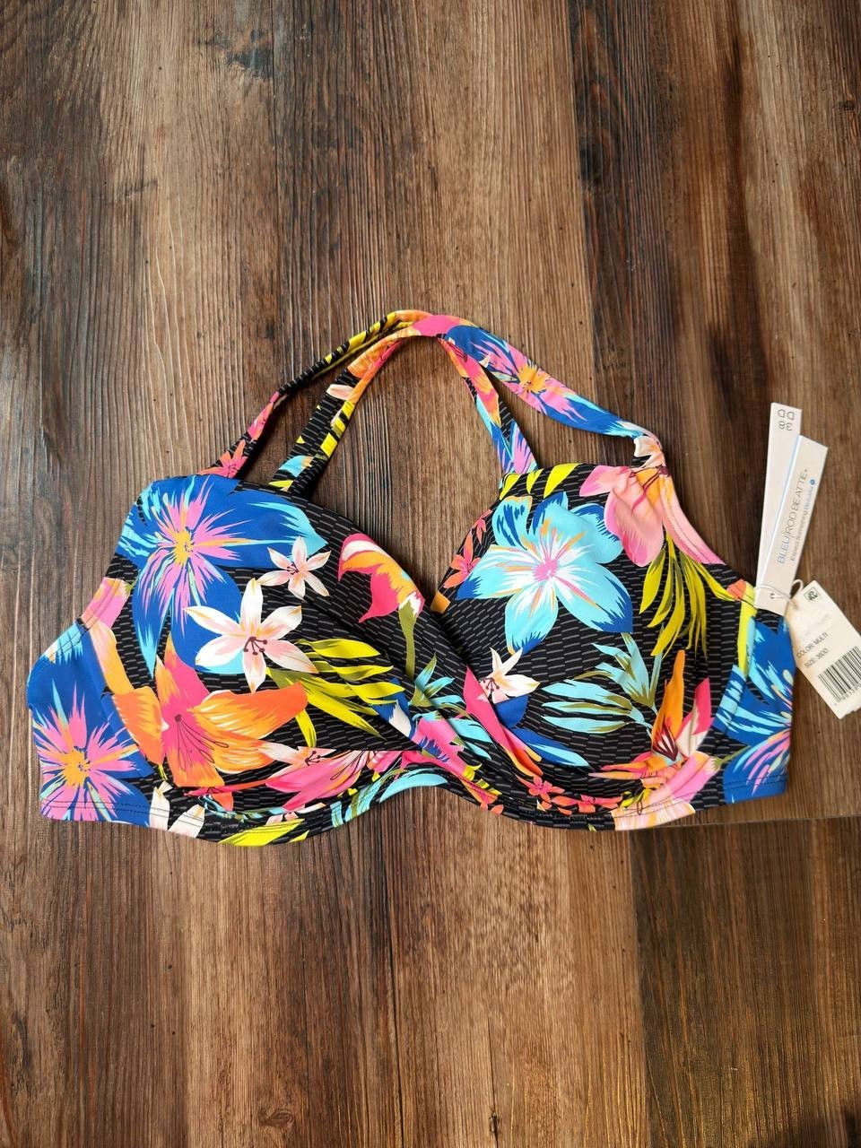 Bleu by Rod Beattie Sweet Escape Bra-Sized Bikini Top Multi 38DD NWT $89