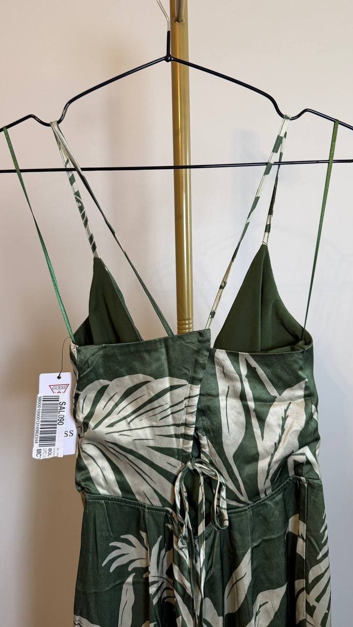 Guess Yasmin Satin Jumpsuit Plunge Surplice Printed Multi Size L NWT $178