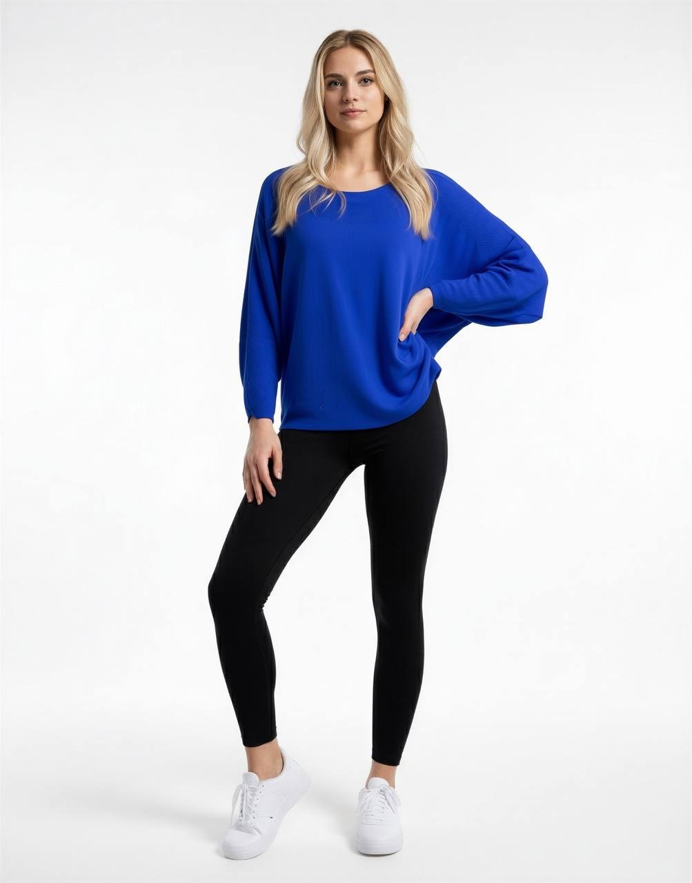 Melissa Paige Blue Pullover – Ribbed Accents – Size Large – NWT – $46.50