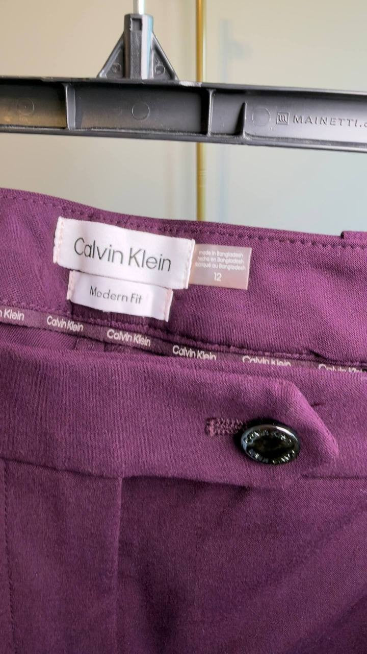 Calvin Klein Modern Fit High‑Rise Pants Purple 12 NWT $99