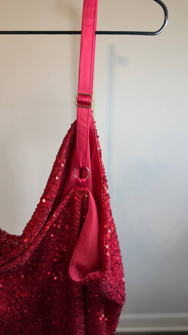 Tahari ASL Sequin Cowl‑Neck Camisole Claret 2X NWT $79
