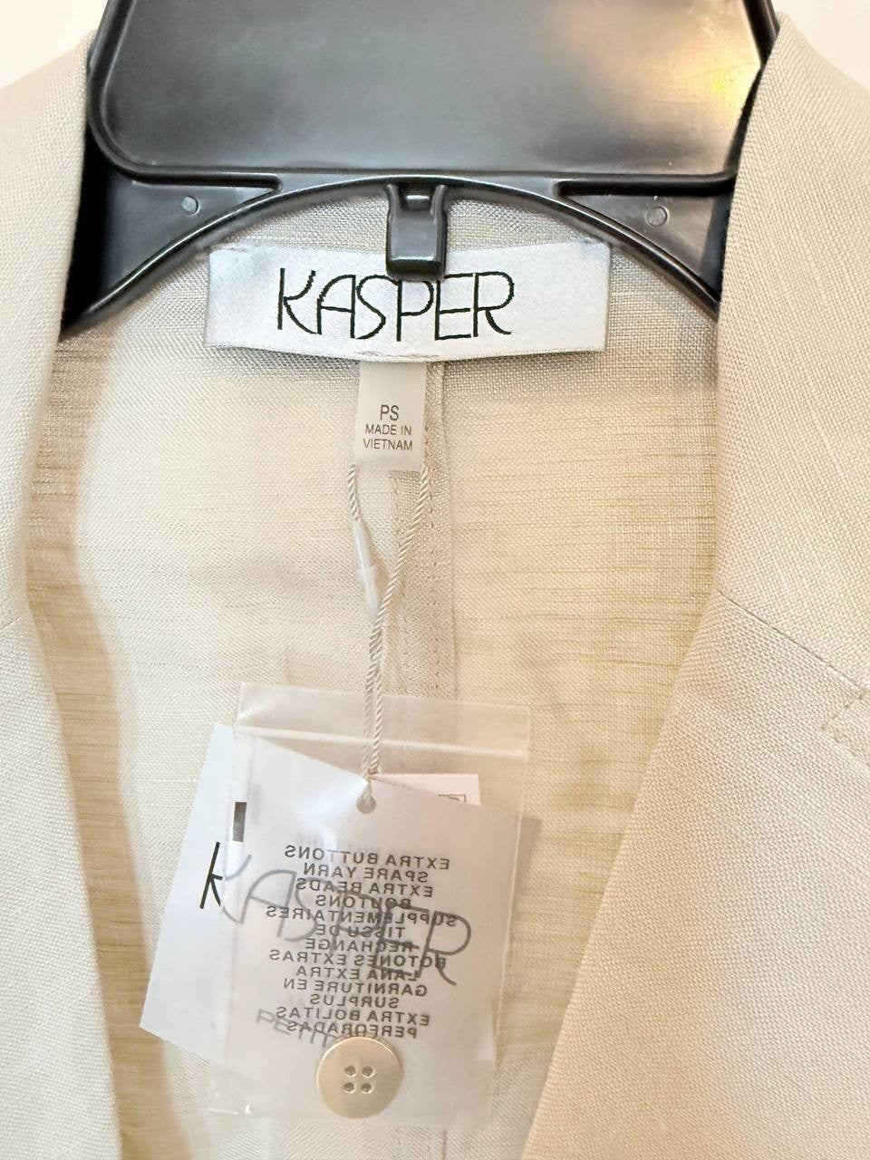 Kasper Petite Linen Seamed Open Jacket – Beige – Size PS – NWT – $139