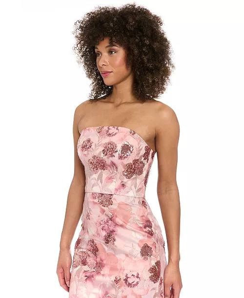 Muse Embroidered Strapless Bustier Top Pink Rose 12 NWT $89