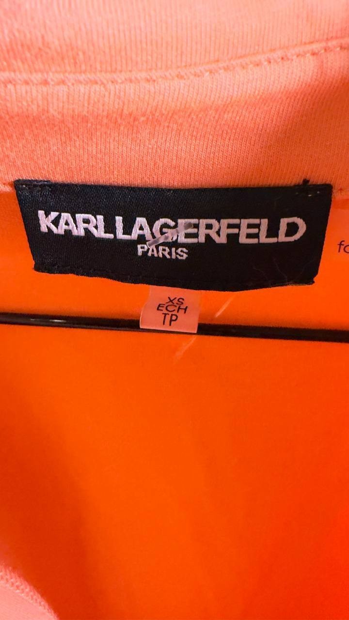 Karl Lagerfeld Eyelet Sleeve Blouse Orange XS NWOT $99