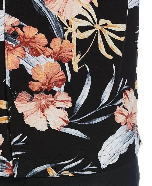 Cubavera Men’s Tropical Floral Button‑Front Shirt Jet Black XL $80 NWT