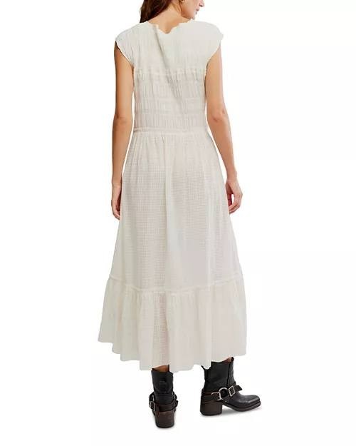 Free People Desert Dazed Midi Dress Clean Ivory S/P Petite - Boho V-Neck