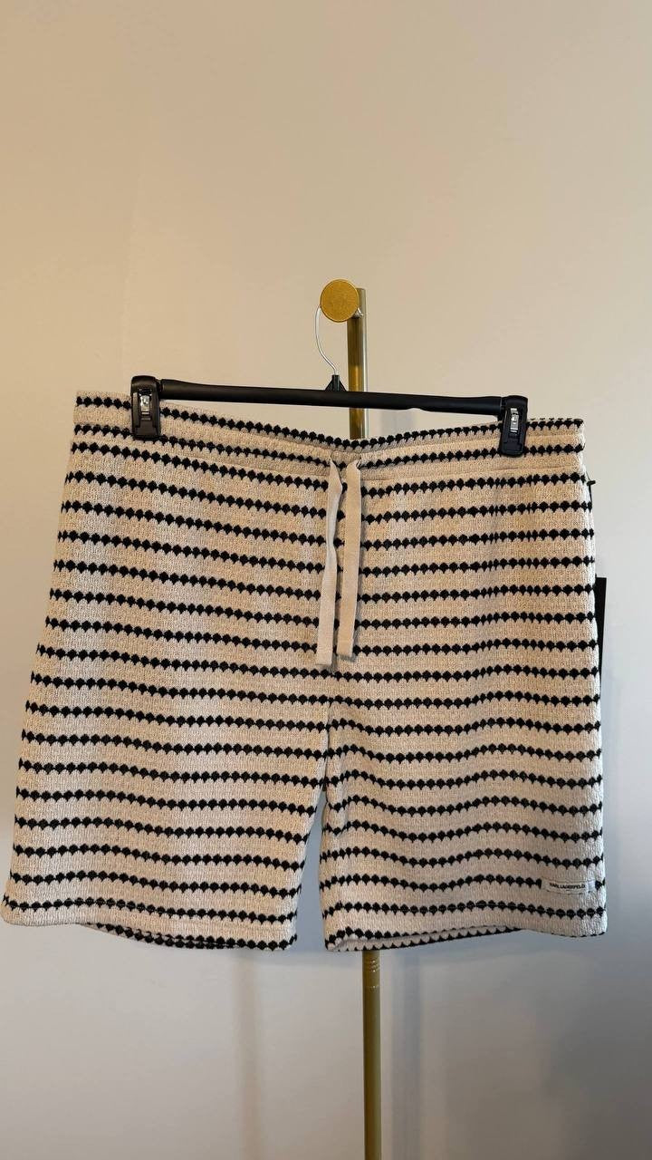 Karl Lagerfeld Paris Men’s Stripe Knit Beach Shorts Tan XXL $89 NWT