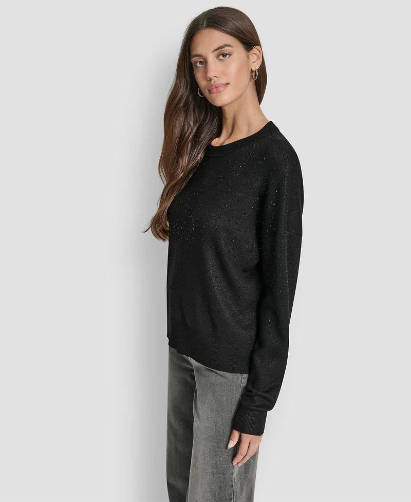 DKNY Sparkle Hotfix Long‑Sleeve Sweater – Size XS – NWT – $99