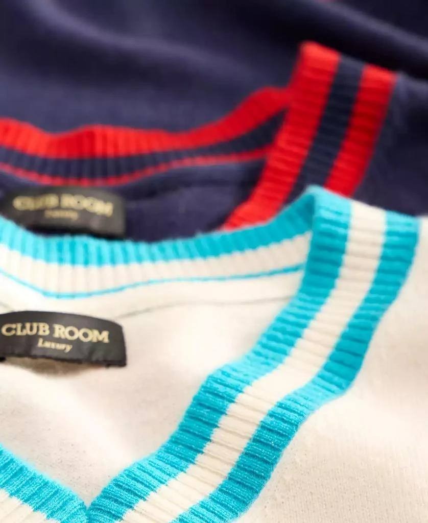 Club Room Men’s 100% Cashmere V‑Neck Sweater Vest White/Turquoise XL $179 NWT