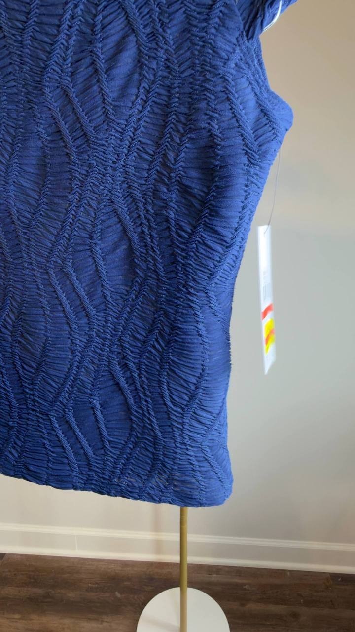 DKNY Texture Knit Top Cadet Blue XS NWT $69