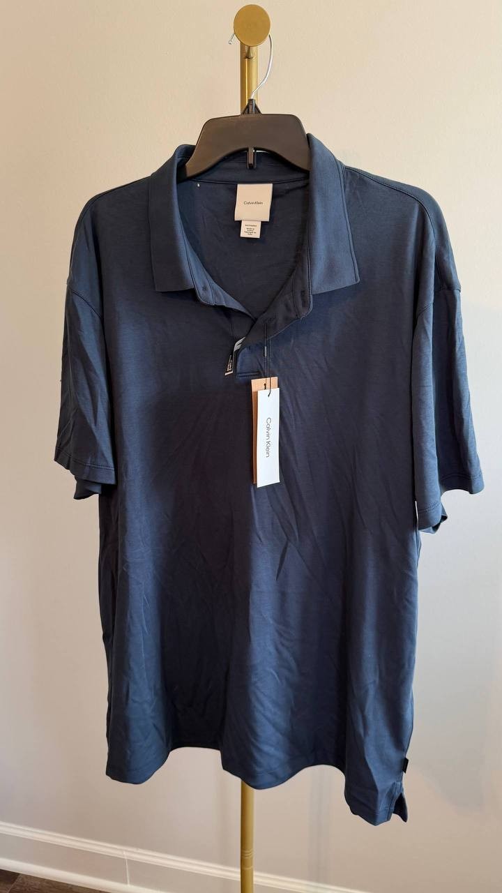 Calvin Klein Supima Cotton Polo Shirt Dark Sapphire XXL NWT – Small Hole Defect
