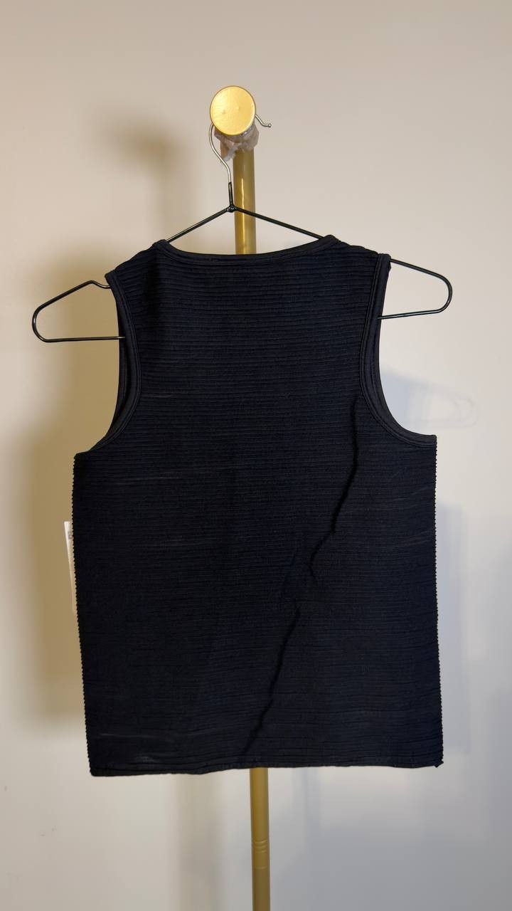 DKNY Sleeveless Textured Knit Racerback Tank Top Black XS NWT $69