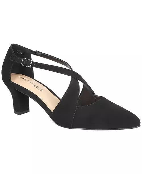 Easy Street Elegance Cross Strap Pumps Black Lamy 7.5M NWB Faux Leather $69.99
