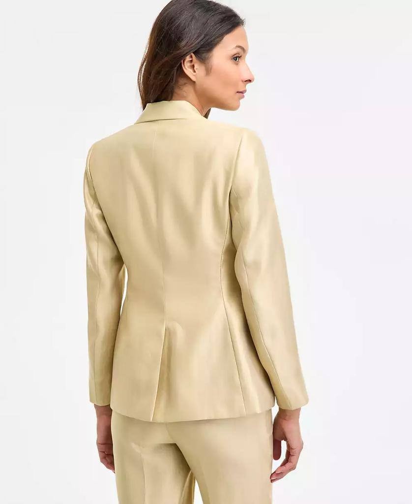 Anne Klein Metallic Blazer Safari Size 10 Gold-Tone One-Button NWT MSRP $159