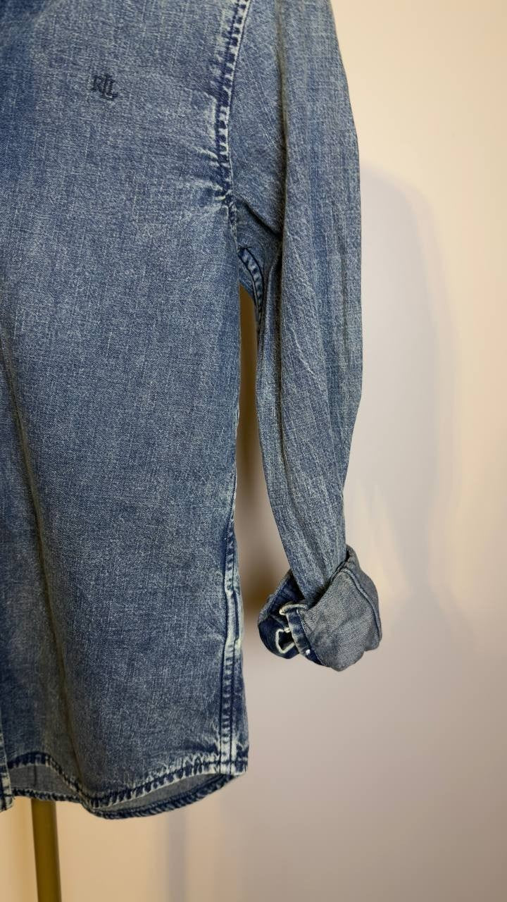 Lauren Ralph Lauren Classic Fit Denim Shirt Mid Wash S NWT $125