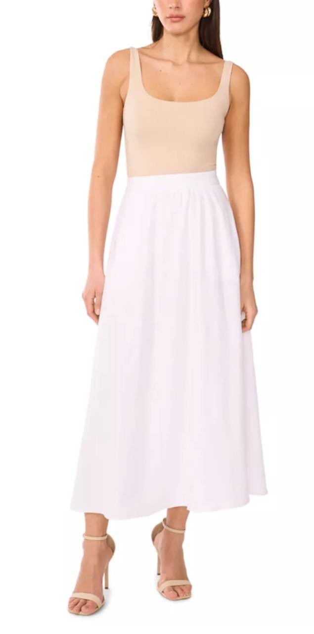 Vince Camuto Women’s Pull‑On A‑Line Skirt Ultra White 6 NWT $119