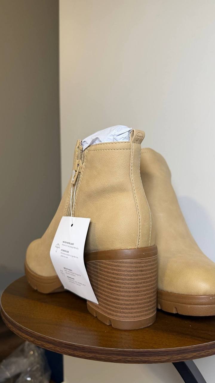 Naturalizer Madalynn Bootie 9W Sand Brown Waterproof Almond Toe Zip NIB msrp$185